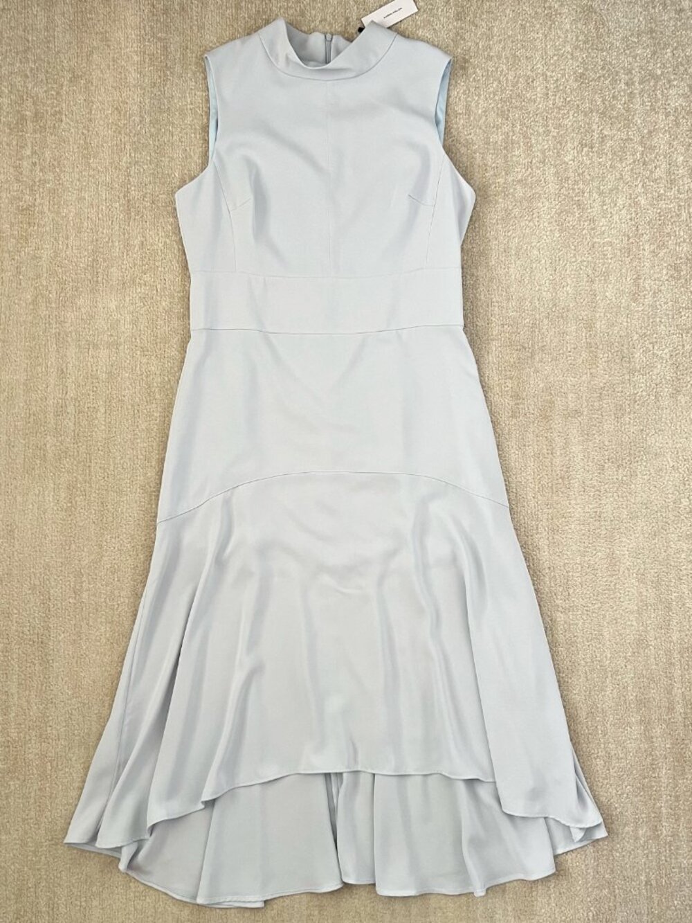 NWT Karen Millen Soft Tailored High Low Sleeveless Blue Midi Dress 10